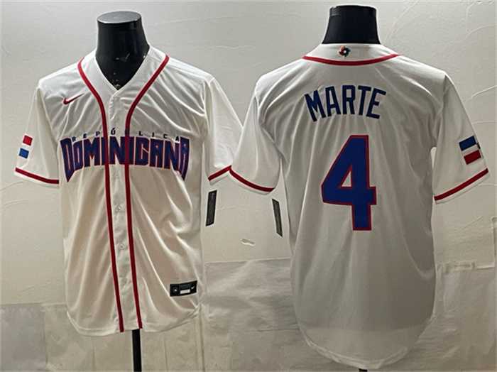 Men's Dominican Republic Baseball #4 Ketel Marte White 2026 World Baseball Classic Home Stadium Stitched Jersey,We sell and wholesale Men's Dominican Republic Baseball #4 Ketel Marte White 2026 World Baseball Classic Home Stadium Stitched Jersey on line form chian!