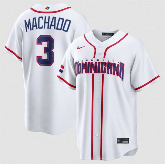 Men's Dominican Republic Baseball #3 Manny Machado White 2026 World Baseball Classic Home Stadium Stitched Jersey,We sell and wholesale Men's Dominican Republic Baseball #3 Manny Machado White 2026 World Baseball Classic Home Stadium Stitched Jersey on line form chian!