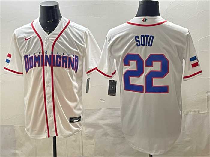 Men's Dominican Republic Baseball #22 Juan Soto White 2026 World Baseball Classic Home Stadium Stitched Jersey,We sell and wholesale Men's Dominican Republic Baseball #22 Juan Soto White 2026 World Baseball Classic Home Stadium Stitched Jersey on line form chian!