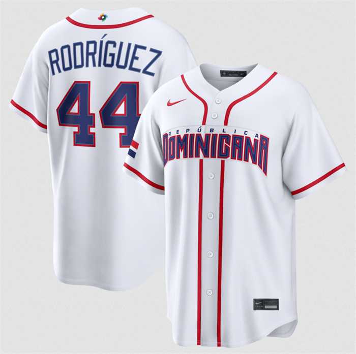 Men's Dominican Republic Baseball #44 Julio Rodriguez White 2026 World Baseball Classic Home Stadium Stitched Jersey,We sell and wholesale Men's Dominican Republic Baseball #44 Julio Rodriguez White 2026 World Baseball Classic Home Stadium Stitched Jersey on line form chian!