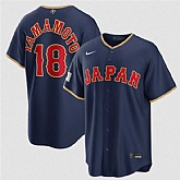 Men's Japan Baseball #18 Yoshinobu Yamamoto Navy 2026 World Baseball Classic Road Stadium Stitched Jersey,baseball caps,new era cap wholesale,wholesale hats