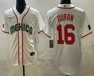 Men's Mexico #16 Jarren Duran White 2026 World Baseball Classic Cool Base Jersey,We sell and wholesale Men's Mexico #16 Jarren Duran White 2026 World Baseball Classic Cool Base Jersey on line form chian!