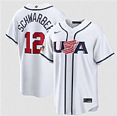 Men's USA Baseball #12 Kyle Schwarber White 2026 World Baseball Classic Home Stadium Stitched Jersey,baseball caps,new era cap wholesale,wholesale hats