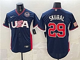 Men's USA Baseball #29 Tarik Skubal Navy 2026 World Baseball Classic United States 250th Anniversary Patch Road Stadium Stitched Jersey,baseball caps,new era cap wholesale,wholesale hats