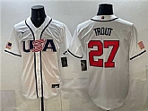 Men's USA Baseball #27 Mike Trout White 2026 World Baseball Classic Home Stadium Stitched Jersey,baseball caps,new era cap wholesale,wholesale hats