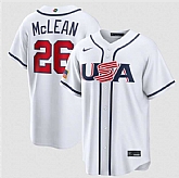 Men's USA Baseball #26 Nolan McLean White 2026 World Baseball Classic Home Stadium Stitched Jersey,baseball caps,new era cap wholesale,wholesale hats