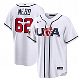 Men's USA Baseball #62 Logan Webb White 2026 World Baseball Classic Home Stadium Stitched Jersey,baseball caps,new era cap wholesale,wholesale hats