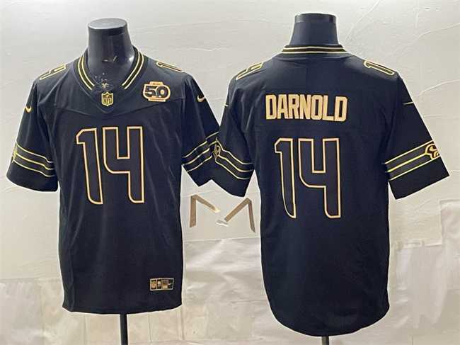 Men's Seattle Seahawks #14 Sam Darnold Black Gold 2025 F.U.S.E. 50th Season Patch Vapor Limited Stitched Jersey,We sell and wholesale Men's Seattle Seahawks #14 Sam Darnold Black Gold 2025 F.U.S.E. 50th Season Patch Vapor Limited Stitched Jersey on line form chian!