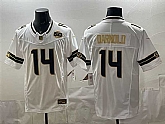 Men's Seattle Seahawks #14 Sam Darnold White Gold 2025 F.U.S.E. 50th Season Patch Vapor Limited Stitched Jersey,baseball caps,new era cap wholesale,wholesale hats