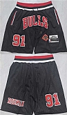 Chicago Bulls #91 Dennis Rodman Black 2025 Shorts (Run Small),baseball caps,new era cap wholesale,wholesale hats