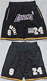 Los Angeles Lakers #24 Kobe Bryant Black Shorts (Run Small),baseball caps,new era cap wholesale,wholesale hats