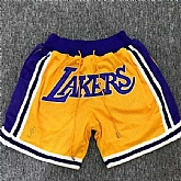 Los Angeles Lakers Yellow Retro Mesh Shorts (Run Small),baseball caps,new era cap wholesale,wholesale hats