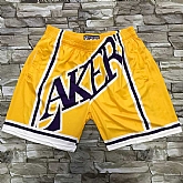 Los Angeles Lakers Yellow Big Face With Pocket Swingman Shorts (Run Small),baseball caps,new era cap wholesale,wholesale hats