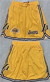 Los Angeles Lakers Yellow 2025 Shorts (Run Small),baseball caps,new era cap wholesale,wholesale hats