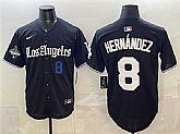 Men's Los Angeles Dodgers #8 Enrique Hernandez Black 2025 World Series Champions Patch 'Gothic Edition' Vapor Premier Limited Stitched Jersey Dzhi,baseball caps,new era cap wholesale,wholesale hats