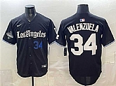 Men's Los Angeles Dodgers #34 Fernando Valenzuela Black 2025 World Series Champions Patch 'Gothic Edition' Vapor Premier Limited Stitched Jersey Dzhi,baseball caps,new era cap wholesale,wholesale hats