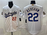 Men's Los Angeles Dodgers #22 Clayton Kershaw White 2026 Gold Collection 9x & B2B Champs Patch Stitched Jersey Dzhi,baseball caps,new era cap wholesale,wholesale hats