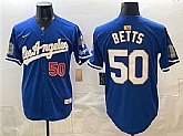 Men's Los Angeles Dodgers #50 Mookie Betts Royal 2026 Gold Collection 9x & B2B Champs Patch Stitched Jersey Dzhi,baseball caps,new era cap wholesale,wholesale hats