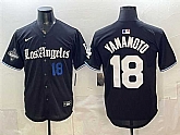 Men's Los Angeles Dodgers #18 Yoshinobu Yamamoto Black 2025 World Series Champions Patch 'Gothic Edition' Vapor Premier Limited Stitched Jersey Dzhi,baseball caps,new era cap wholesale,wholesale hats