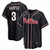 Men's Philadelphia Phillies #3 Bryce Harper Fashion Black Out Stitched Jersey Dzhi,baseball caps,new era cap wholesale,wholesale hats