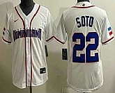 Women's Dominican #22 Juan Soto White 2026 World Classic Cool Base Jersey,baseball caps,new era cap wholesale,wholesale hats