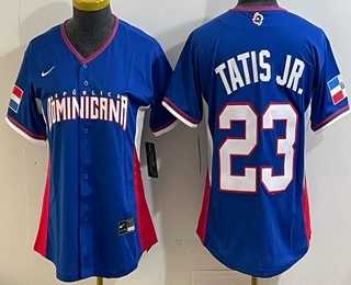 Women's Dominican #23 Fernando Tatis Jr Blue 2026 World Classic Cool Base Jersey,We sell and wholesale Women's Dominican #23 Fernando Tatis Jr Blue 2026 World Classic Cool Base Jersey on line form chian!