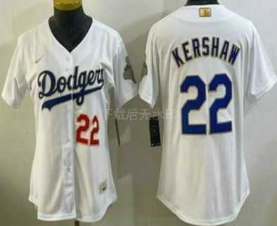 Women's Los Angeles Dodgers #22 Clayton Kershaw White 2026 Gold Collection Stadium Jersey,We sell and wholesale Women's Los Angeles Dodgers #22 Clayton Kershaw White 2026 Gold Collection Stadium Jersey on line form chian!