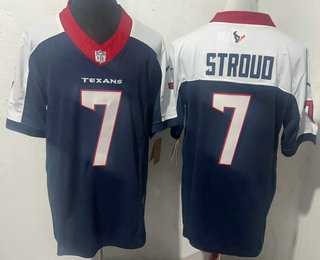 Men's Houston Texans #7 CJ Stroud Navy Blue Limited Thanksgiving Fashion FUSE Jersey,We sell and wholesale Men's Houston Texans #7 CJ Stroud Navy Blue Limited Thanksgiving Fashion FUSE Jersey on line form chian!
