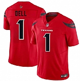 Men's Houston Texans #1 Tank Dell Red 2024 Alternate Vapor F.U.S.E. Limited Stitched Jersey Dzhi,baseball caps,new era cap wholesale,wholesale hats