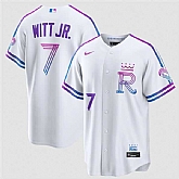 Men's Kansas City Royals #7 Bobby Witt Jr. White 2026 City Connect Stadium Stitched Jersey Dzhi,baseball caps,new era cap wholesale,wholesale hats