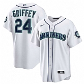Men's Seattle Mariners #24 Ken Griffey Jr. White Cool Base Jersey Dzhi,baseball caps,new era cap wholesale,wholesale hats