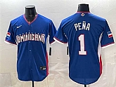 Men's Dominican Republic Baseball #1 Jeremy Pena Royal 2026 World Baseball Classic Road Stadium Stitched Jersey,baseball caps,new era cap wholesale,wholesale hats