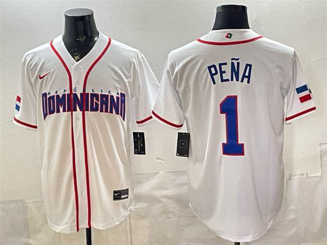 Men's Dominican Republic Baseball #1 Jeremy Pena White 2026 World Baseball Classic Home Stadium Stitched Jersey,We sell and wholesale Men's Dominican Republic Baseball #1 Jeremy Pena White 2026 World Baseball Classic Home Stadium Stitched Jersey on line form chian!
