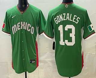 Men's Mexico #13 Nick Gonzales Green 2026 World Baseball Classic Cool Base Jersey,We sell and wholesale Men's Mexico #13 Nick Gonzales Green 2026 World Baseball Classic Cool Base Jersey on line form chian!