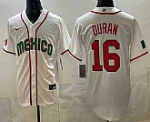 Men's Mexico #16 Jarren Duran White 2026 World Baseball Classic Cool Base Jersey,baseball caps,new era cap wholesale,wholesale hats