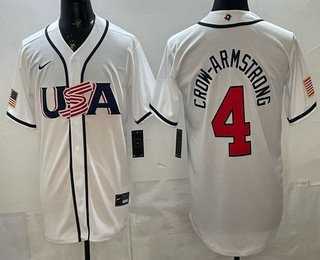 Men's USA #4 Pete Crow-Armstrong White 2026 World Baseball Classic Cool Base Jersey,We sell and wholesale Men's USA #4 Pete Crow-Armstrong White 2026 World Baseball Classic Cool Base Jersey on line form chian!