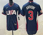 Men's USA #3 Roman Anthony Navy 2026 World Baseball Classic Cool Base Jersey,baseball caps,new era cap wholesale,wholesale hats