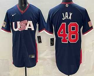 Men's USA #48 Griffin Jax Navy 2026 World Baseball Classic Cool Base Jersey,We sell and wholesale Men's USA #48 Griffin Jax Navy 2026 World Baseball Classic Cool Base Jersey on line form chian!
