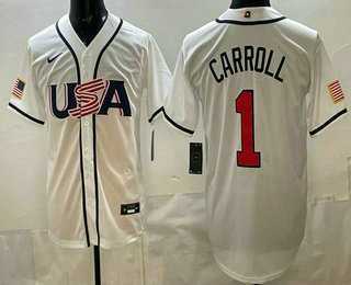 Men's USA #1 Corbin Carroll White 2026 World Baseball Classic Cool Base Jersey,We sell and wholesale Men's USA #1 Corbin Carroll White 2026 World Baseball Classic Cool Base Jersey on line form chian!