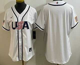 Women's USA Blank White 2026 World Baseball Classic Cool Base Jersey,We sell and wholesale Women's USA Blank White 2026 World Baseball Classic Cool Base Jersey on line form chian!
