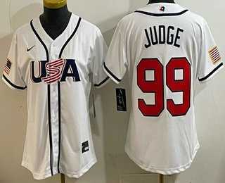 Women's USA #99 Aaron Judge White 2026 World Baseball Classic Cool Base Jersey,We sell and wholesale Women's USA #99 Aaron Judge White 2026 World Baseball Classic Cool Base Jersey on line form chian!