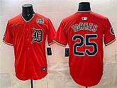 Men's Detroit Tigers #25 Gleyber Torres Orange 2026 Alternate USA 250' Patch Vapor Premier Limited Stitched Jersey Dzhi,baseball caps,new era cap wholesale,wholesale hats