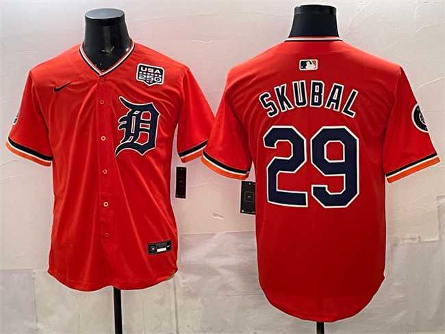 Men's Detroit Tigers #29 Tarik Skubal Orange 2026 Alternate USA 250' Patch Vapor Premier Limited Stitched Jersey Dzhi,We sell and wholesale Men's Detroit Tigers #29 Tarik Skubal Orange 2026 Alternate USA 250' Patch Vapor Premier Limited Stitched Jersey Dzhi on line form chian!
