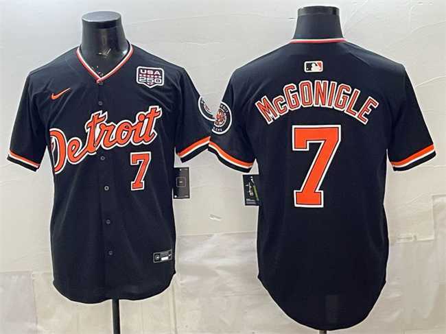 Men's Detroit Tigers #7 Kevin McGonigle Black 2026 Alternate USA 250' Patch Vapor Premier Limited Stitched Jersey Dzhi,We sell and wholesale Men's Detroit Tigers #7 Kevin McGonigle Black 2026 Alternate USA 250' Patch Vapor Premier Limited Stitched Jersey Dzhi on line form chian!
