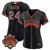 Women's San Francisco Giants #24 Willie Mays Black 2026 Alternate Stadium Stitched Jersey Dzhi,baseball caps,new era cap wholesale,wholesale hats