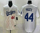 Men's Los Angeles Dodgers #44 Andy Pages Number White Cool Base Stitched Jersey,baseball caps,new era cap wholesale,wholesale hats