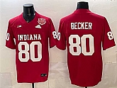 Men's Indiana Hoosiers #80 Charlie Becker Red F.U.S.E. 2025 National Champions Patch Stitched Jersey,baseball caps,new era cap wholesale,wholesale hats