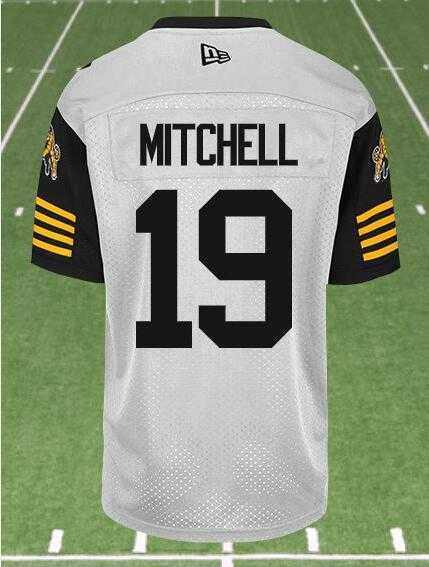 CFL Hamilton Tiger-Cats #19 MITCHELL Crested Away White Jersey,We sell and wholesale CFL Hamilton Tiger-Cats #19 MITCHELL Crested Away White Jersey on line form chian!