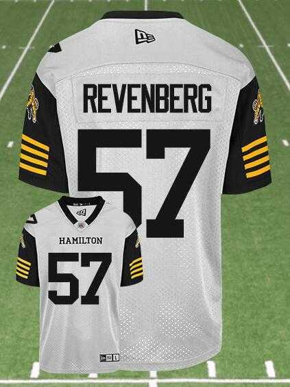 CFL Hamilton Tiger-Cats #57 REVENBERG Crested Away White Jersey,We sell and wholesale CFL Hamilton Tiger-Cats #57 REVENBERG Crested Away White Jersey on line form chian!