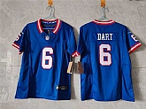 Youth New York Giants #6 Jaxson Dart Blue 2025 Draft F.U.S.E. Throwback Untouchable Limited Stitched Jersey,baseball caps,new era cap wholesale,wholesale hats